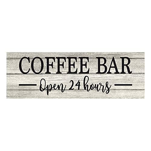 Coffee Bar Open 24 Hrs Chic White Farmhouse Holzschild Wanddekoration Geschenk 20 x 61 cm Holzschild B3-08240028178