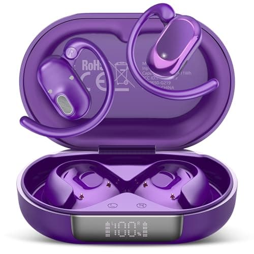 STECEi KI Übersetzer Kopfhörer, 3-in-1Bluetooth 5.4 Echtzeit Sprachübersetzer Kopfhörer Open Ear164 Sprachen mit App/6 Übersetzungsmodi, Übersetzer Ohrhörer für Geschäft, Lernen, Reisen, Lila